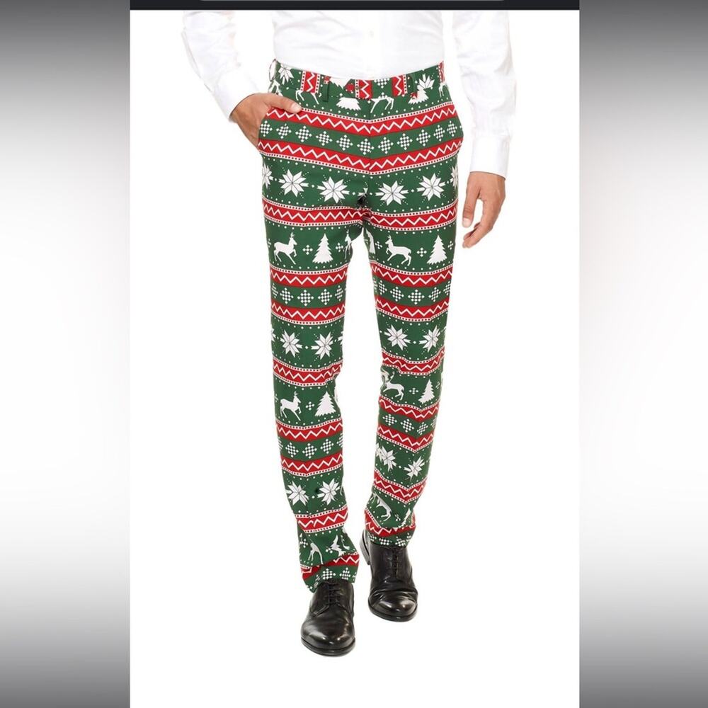 Opposuits Christmas Suit Pants Size 48 Holiday Santa Green Red White